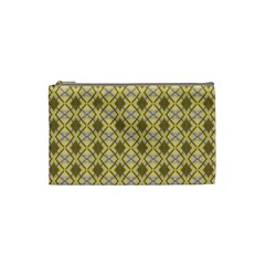 Argyle Large Yellow Pattern Cosmetic Bag (small) by BrightVibesDesign