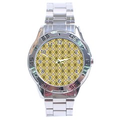 Argyle Large Yellow Pattern Stainless Steel Analogue Watch by BrightVibesDesign