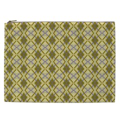 Argyle Large Yellow Pattern Cosmetic Bag (xxl) by BrightVibesDesign