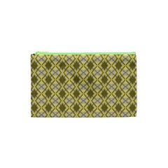 Argyle Large Yellow Pattern Cosmetic Bag (xs) by BrightVibesDesign