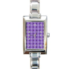 Argyle Large Purple Pattern Rectangle Italian Charm Watch by BrightVibesDesign