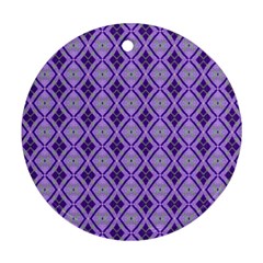 Argyle Large Purple Pattern Ornament (round) by BrightVibesDesign