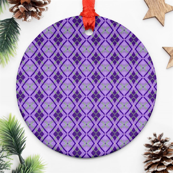 Argyle Large Purple Pattern Ornament (Round)