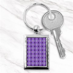 Argyle Large Purple Pattern Key Chain (rectangle) by BrightVibesDesign