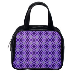 Argyle Large Purple Pattern Classic Handbag (one Side) by BrightVibesDesign