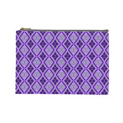 Argyle Large Purple Pattern Cosmetic Bag (large) by BrightVibesDesign