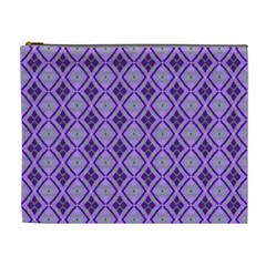 Argyle Large Purple Pattern Cosmetic Bag (xl) by BrightVibesDesign