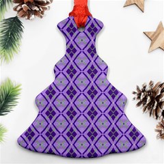 Argyle Large Purple Pattern Ornament (christmas Tree)  by BrightVibesDesign