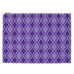 Argyle Large Purple Pattern Cosmetic Bag (xxl) by BrightVibesDesign