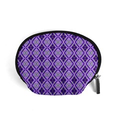 Argyle Large Purple Pattern Accessory Pouch (small) by BrightVibesDesign