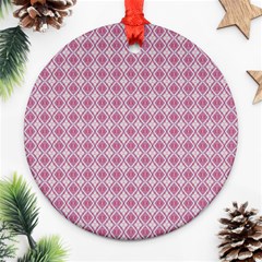 Argyle Light Red Pattern Ornament (round) by BrightVibesDesign