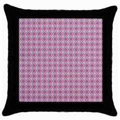 Argyle Light Red Pattern Throw Pillow Case (black) by BrightVibesDesign