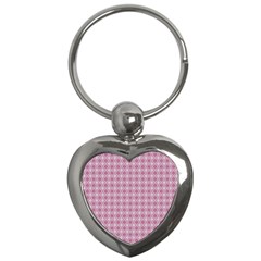 Argyle Light Red Pattern Key Chain (heart) by BrightVibesDesign