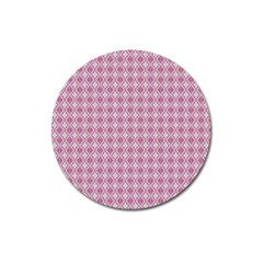 Argyle Light Red Pattern Magnet 3  (round) by BrightVibesDesign