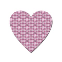 Argyle Light Red Pattern Heart Magnet by BrightVibesDesign