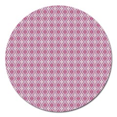 Argyle Light Red Pattern Magnet 5  (round) by BrightVibesDesign