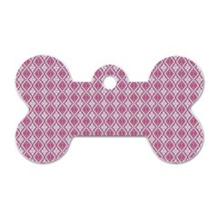 Argyle Light Red Pattern Dog Tag Bone (one Side) by BrightVibesDesign