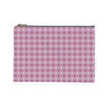 Argyle Light Red Pattern Cosmetic Bag (Large) Front