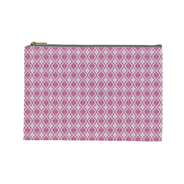 Argyle Light Red Pattern Cosmetic Bag (Large)