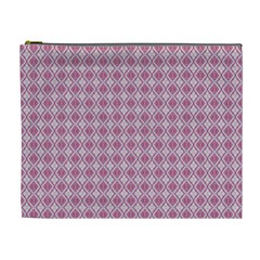 Argyle Light Red Pattern Cosmetic Bag (xl) by BrightVibesDesign