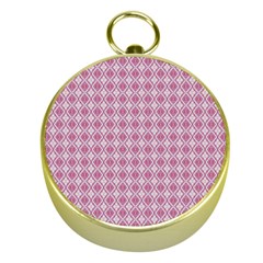 Argyle Light Red Pattern Gold Compasses by BrightVibesDesign