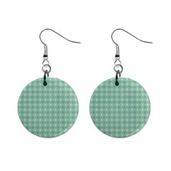 Argyle Light Green Pattern Mini Button Earrings by BrightVibesDesign