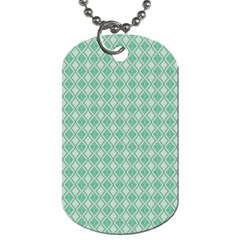 Argyle Light Green Pattern Dog Tag (one Side) by BrightVibesDesign