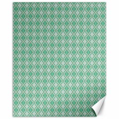 Argyle Light Green Pattern Canvas 11  X 14  by BrightVibesDesign