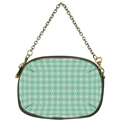 Argyle Light Green Pattern Chain Purse (one Side) by BrightVibesDesign