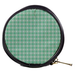 Argyle Light Green Pattern Mini Makeup Bag by BrightVibesDesign