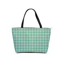 Argyle Light Green Pattern Classic Shoulder Handbag by BrightVibesDesign