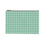 Argyle Light Green Pattern Cosmetic Bag (Large) Front