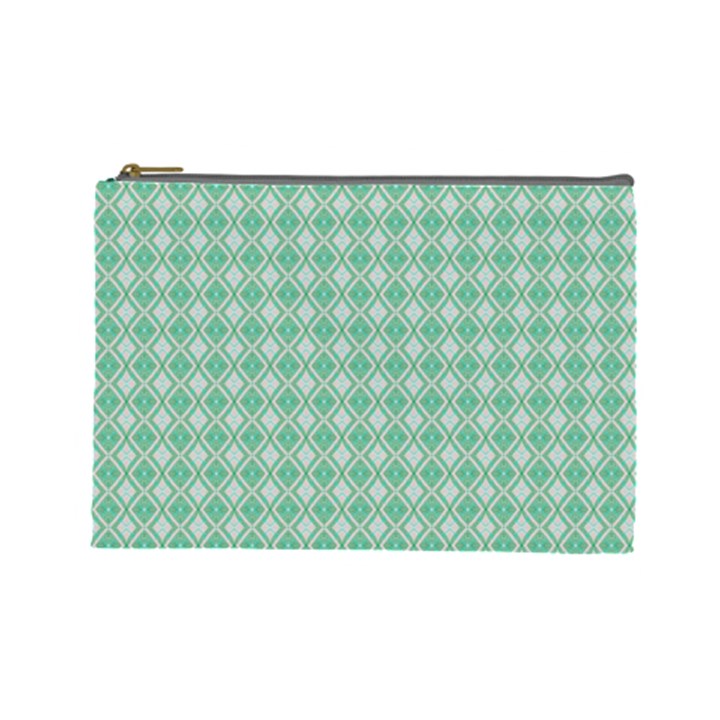 Argyle Light Green Pattern Cosmetic Bag (Large)