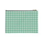 Argyle Light Green Pattern Cosmetic Bag (Large) Back