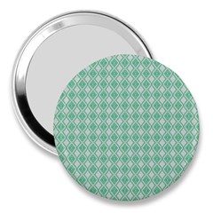 Argyle Light Green Pattern 3  Handbag Mirrors by BrightVibesDesign