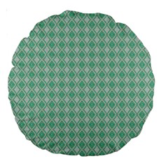 Argyle Light Green Pattern Large 18  Premium Round Cushions by BrightVibesDesign