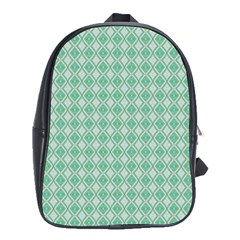 Argyle Light Green Pattern School Bag (xl) by BrightVibesDesign