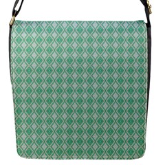 Argyle Light Green Pattern Flap Closure Messenger Bag (s) by BrightVibesDesign