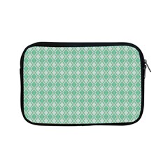 Argyle Light Green Pattern Apple Ipad Mini Zipper Cases by BrightVibesDesign