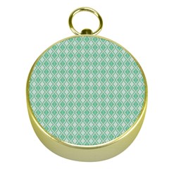 Argyle Light Green Pattern Gold Compasses by BrightVibesDesign