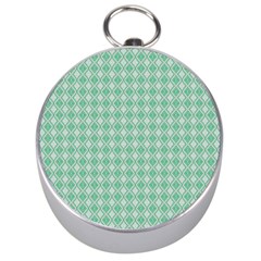 Argyle Light Green Pattern Silver Compasses by BrightVibesDesign