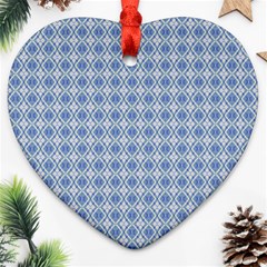 Argyle Light Blue Pattern Ornament (heart) by BrightVibesDesign