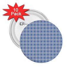 Argyle Light Blue Pattern 2 25  Buttons (10 Pack)  by BrightVibesDesign