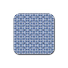 Argyle Light Blue Pattern Rubber Coaster (Square) 