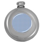 Argyle Light Blue Pattern Round Hip Flask (5 oz) Front