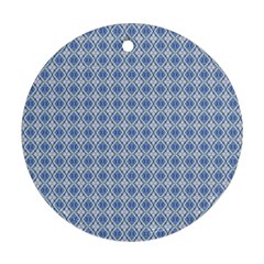 Argyle Light Blue Pattern Round Ornament (two Sides) by BrightVibesDesign