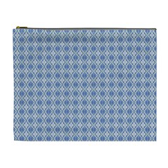 Argyle Light Blue Pattern Cosmetic Bag (xl) by BrightVibesDesign