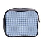 Argyle Light Blue Pattern Mini Toiletries Bag (Two Sides) Back