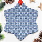 Argyle Light Blue Pattern Snowflake Ornament (Two Sides) Front