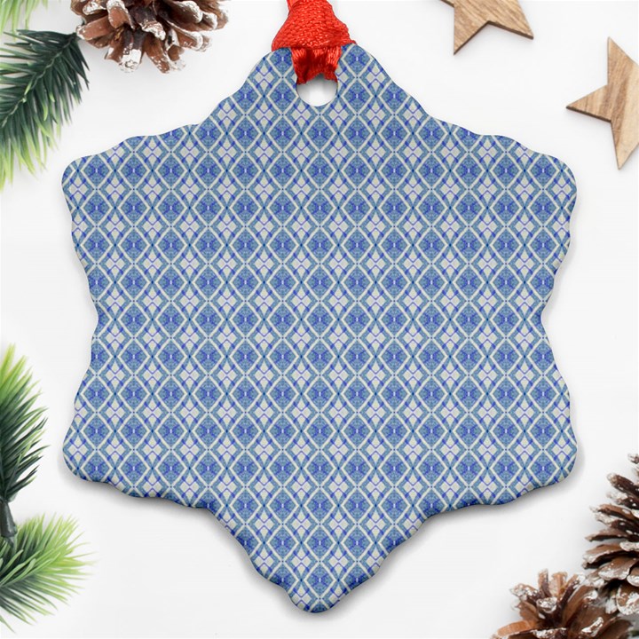 Argyle Light Blue Pattern Snowflake Ornament (Two Sides)